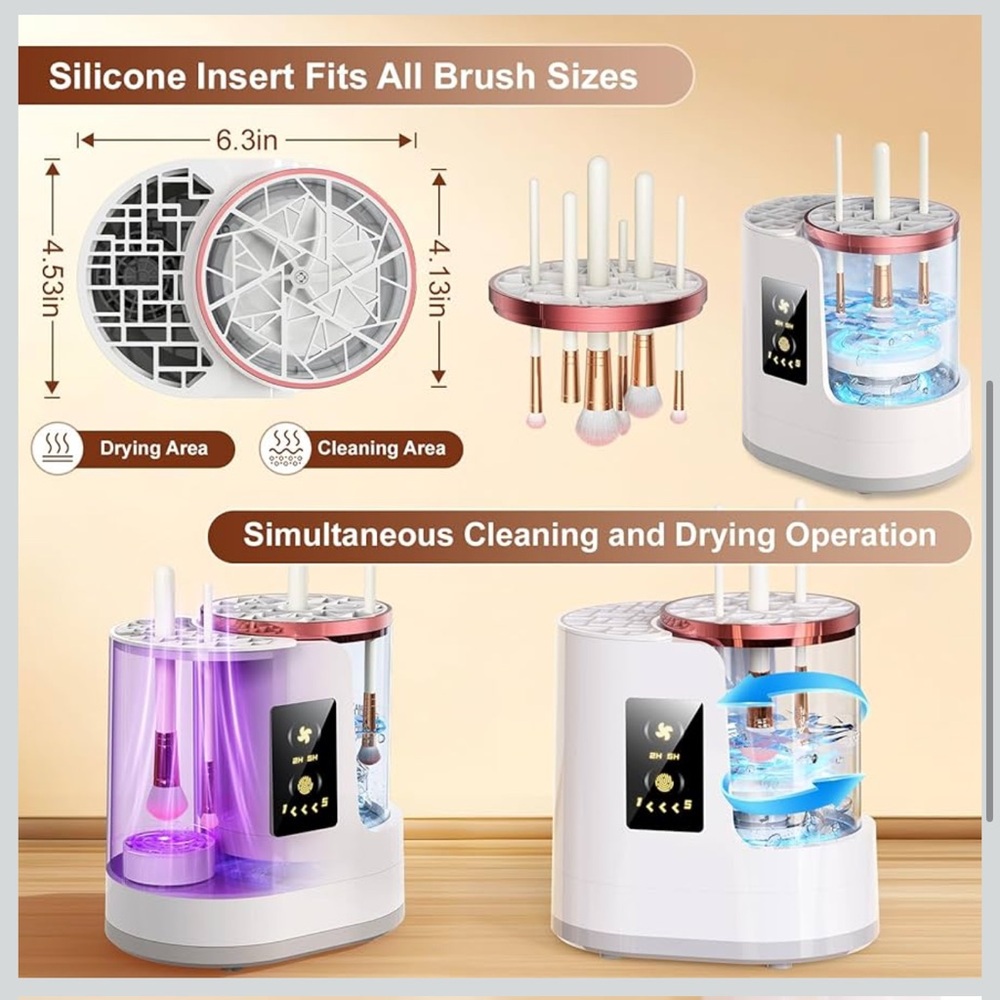 Electric Makeup Brush Cleaner 3 in 1 automatic brush cleaning and drying machine - Picture 4 of 9